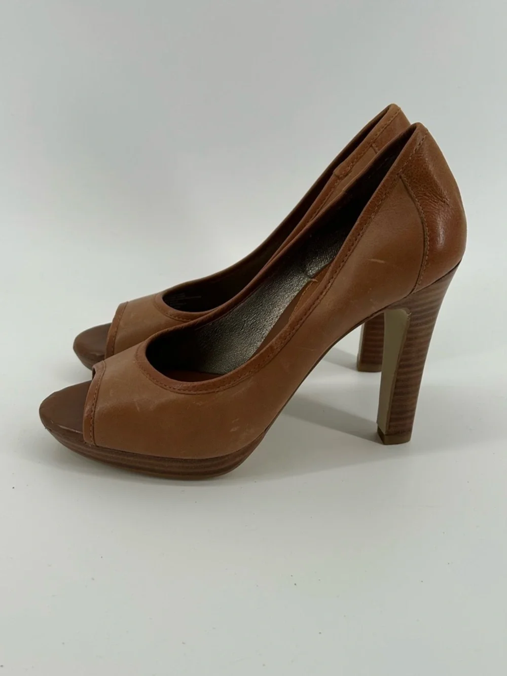 Banana Republic Tan Brown Peep-Toe High Heels